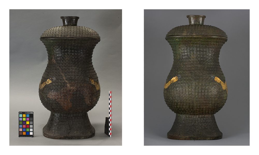 Le vase avant et après restauration © Institut national du patrimoine.