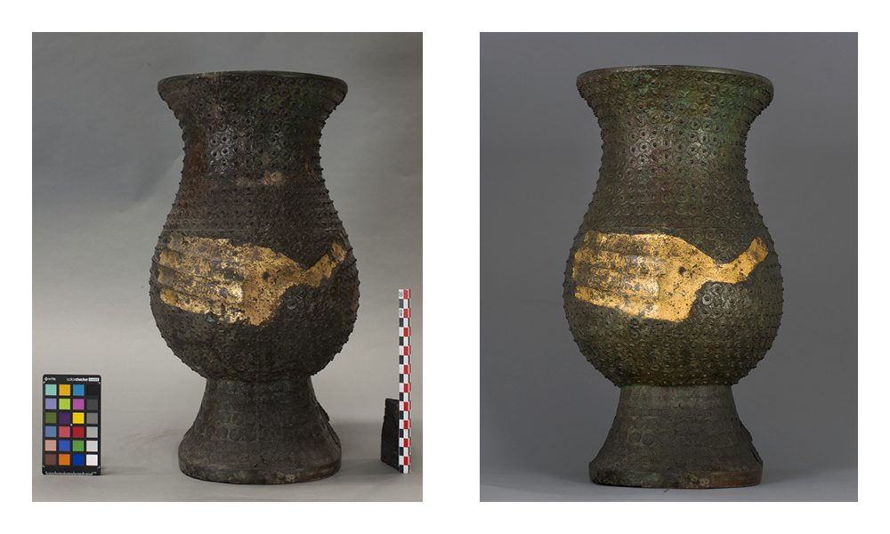 Le vase avant et après restauration © Institut national du patrimoine.